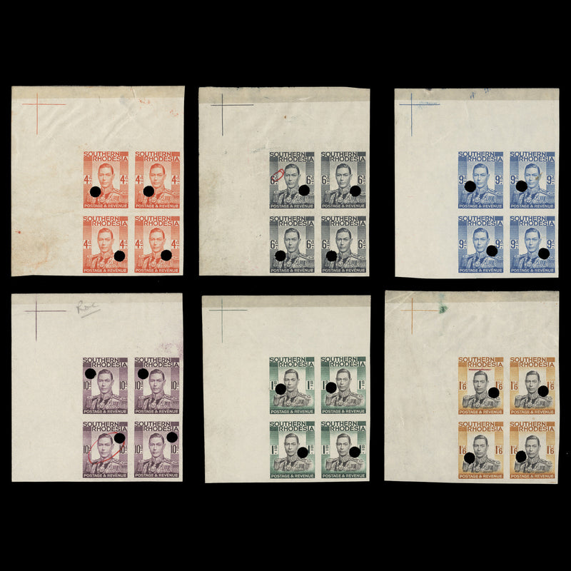 Southern Rhodesia 1937 (Proof) KGVI Definitives imperf blocks