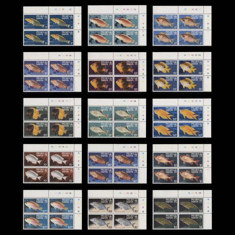 Pitcairn Islands 1984-88 (MNH) Fishes traffic light/plate blocks