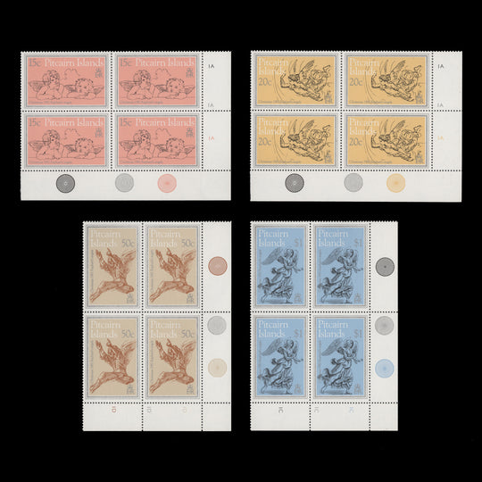 Pitcairn Islands 1982 (MNH) Christmas traffic light/plate blocks