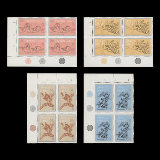 Pitcairn Islands 1982 (MNH) Christmas traffic light/plate 1A blocks