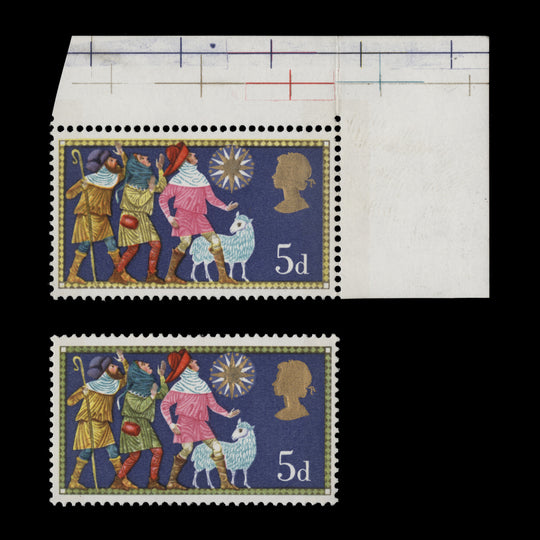 Great Britain 1969 (Variety) 5d Christmas missing green. SG813d