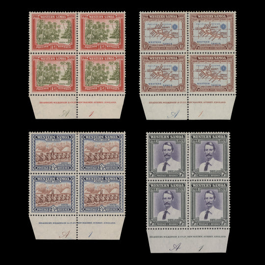 Samoa 1939 (MLH) New Zealand Administration Anniversary plate blocks