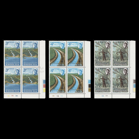 Rhodesia 1965 (MNH) Water Conservation plate blocks