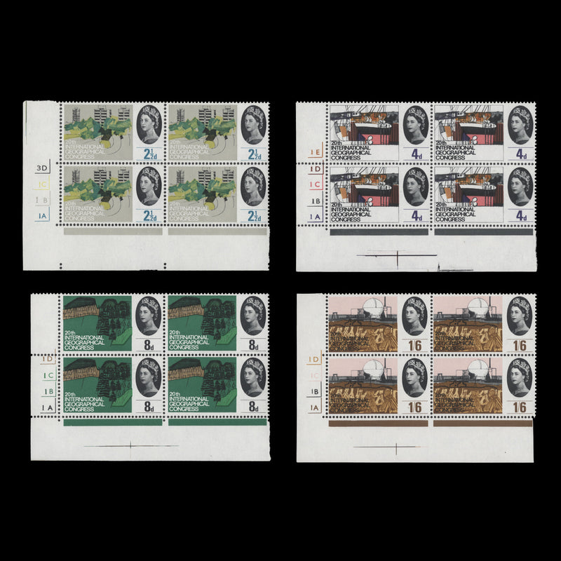 Great Britain 1964 (MNH) Geographical Congress ordinary cylinder blocks