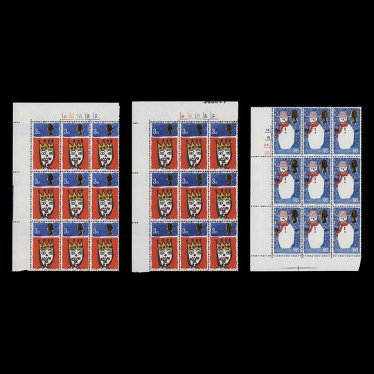 Great Britain 1966 (MNH) Christmas ordinary cylinder blocks