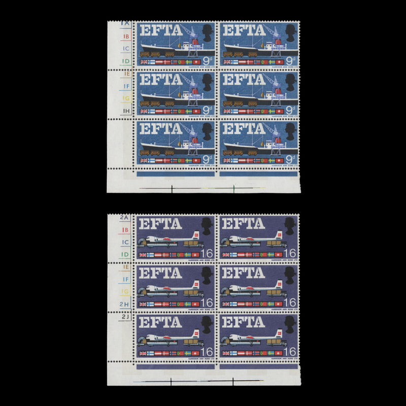 Great Britain 1967 (MLH) EFTA phosphor cylinder blocks