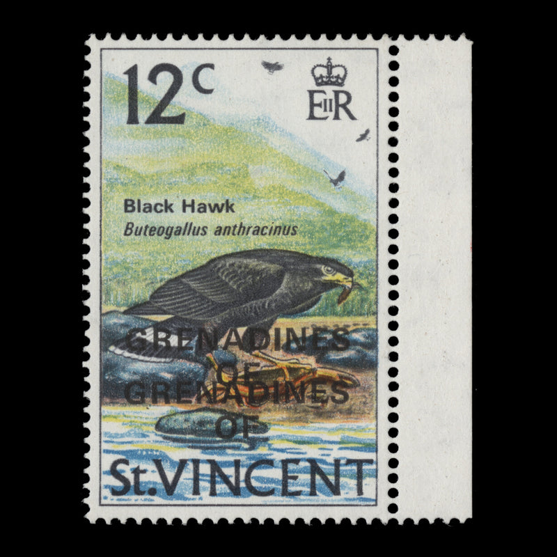 Grenadines of Saint Vincent 1974 (Variety) 12c Black Hawk o/p double