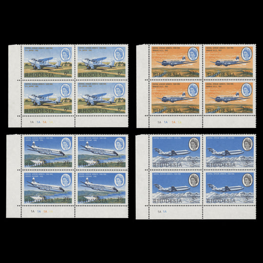 Rhodesia 1966 (MNH) Central African Airways plate blocks