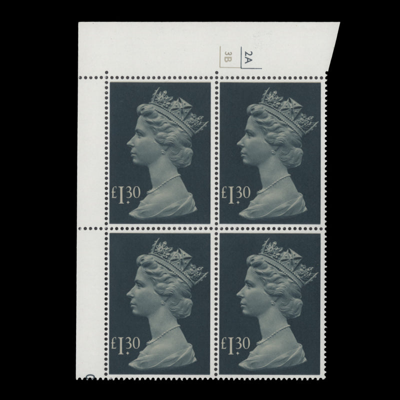 Great Britain 1983 (MNH) £1.30 Blue-Green & Buff cyl 2A–3B block