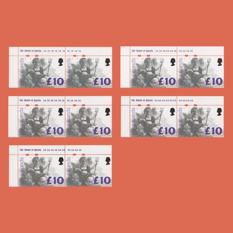 Great Britain 1993 (MNH) £10 Britannia imprint/plate pairs