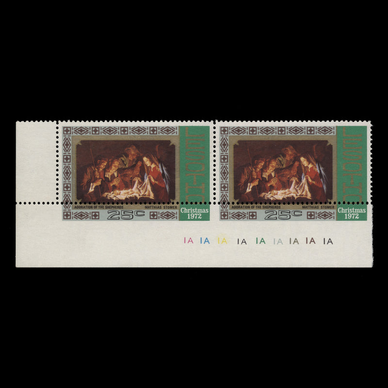 Lesotho 1972 (Variety) 25c Christmas plate pair with misperf