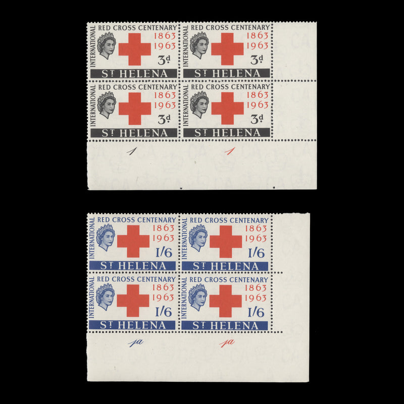 Saint Helena 1963 (MNH) Red Cross Centenary plate blocks