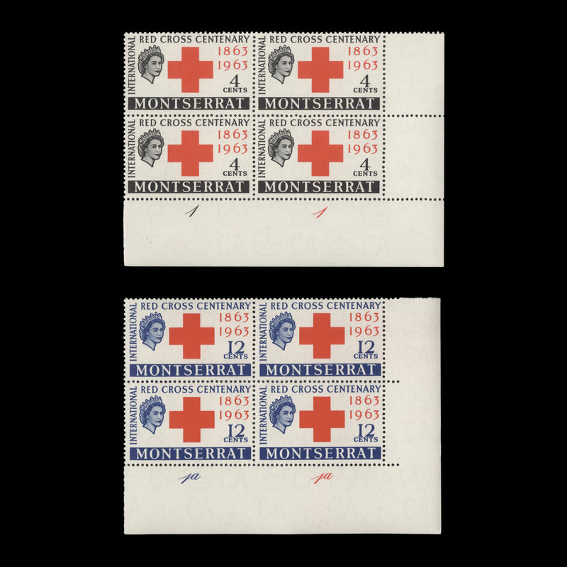 Montserrat 1963 (MNH) Red Cross Centenary plate blocks