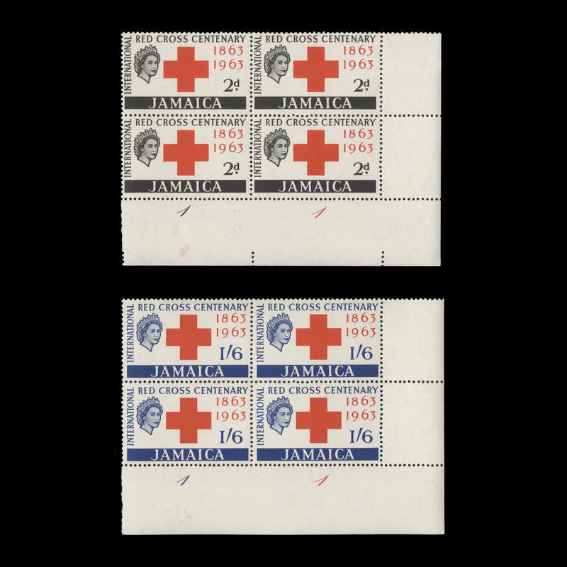 Jamaica 1963 (MNH) Red Cross Centenary plate blocks