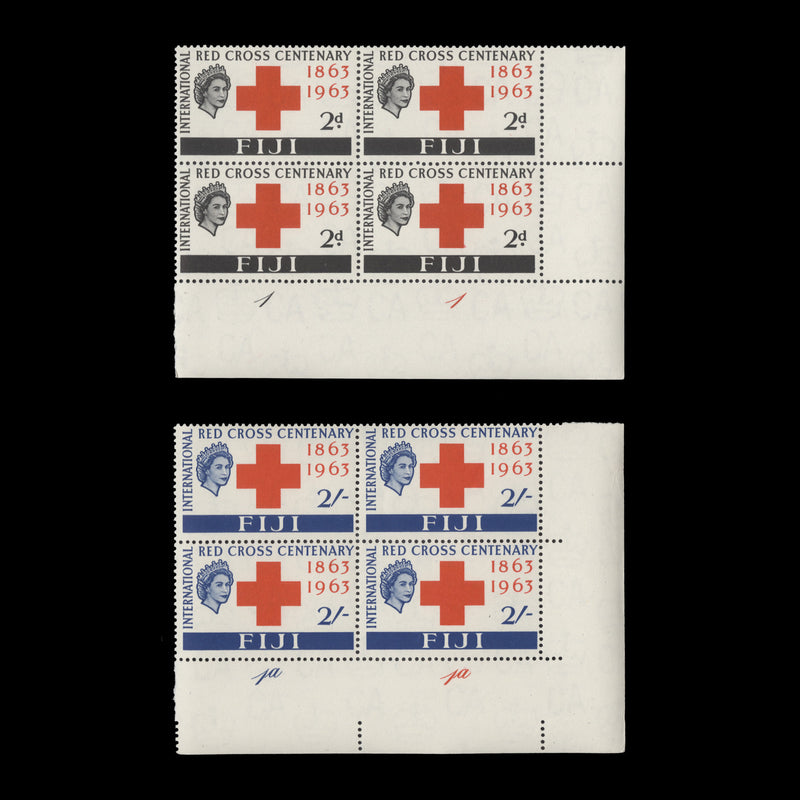 Fiji 1963 (MNH) Red Cross Centenary plate blocks