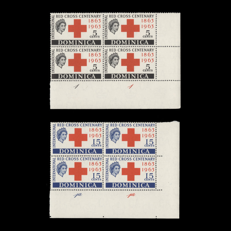 Dominica 1963 (MNH) Red Cross Centenary plate blocks