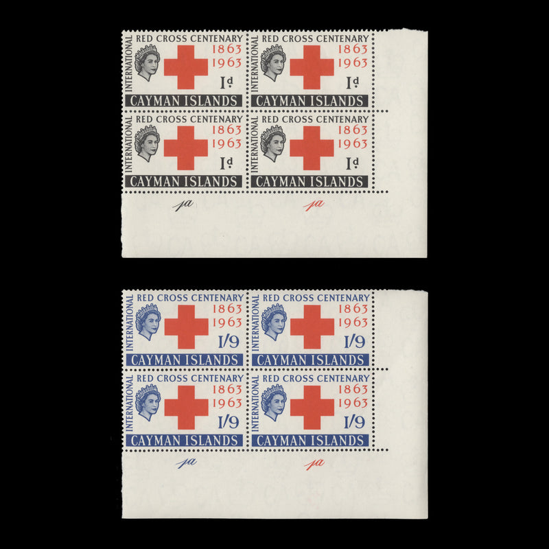 Cayman Islands 1963 (MNH) Red Cross Centenary plate blocks