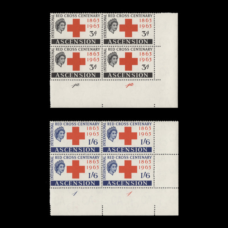 Ascension 1963 (MNH) Red Cross Centenary plate blocks