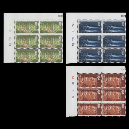 Great Britain 1970 (MNH) Commonwealth Games dot plate blocks