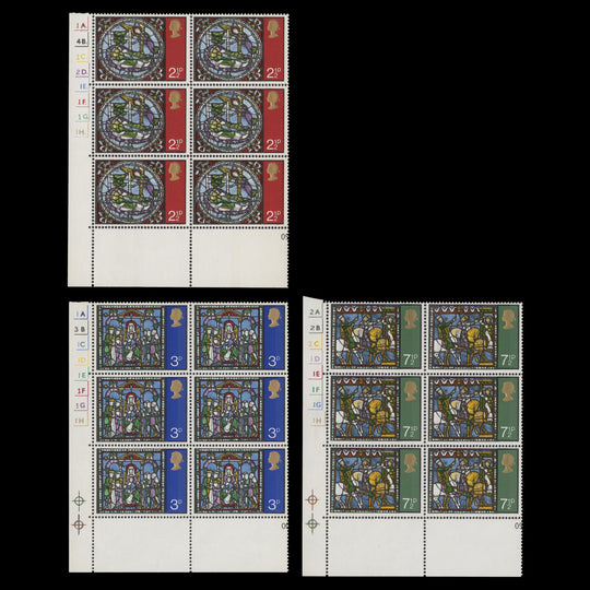 Great Britain 1971 (MNH) Christmas cylinder blocks