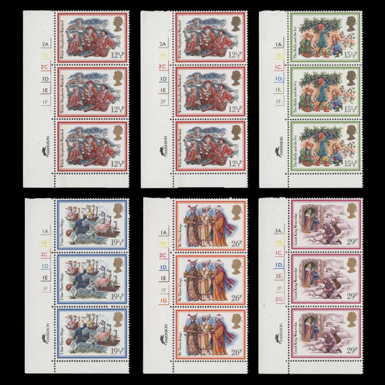 Great Britain 1982 (MNH) Christmas cylinder strips