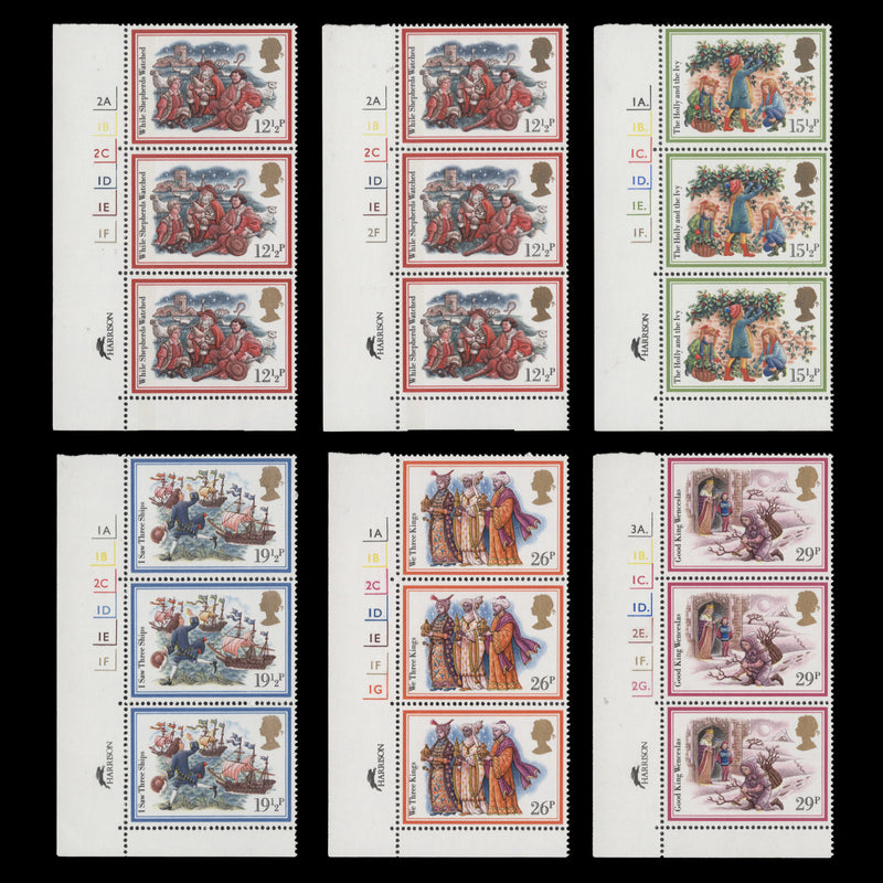 Great Britain 1982 (MNH) Christmas cylinder strips
