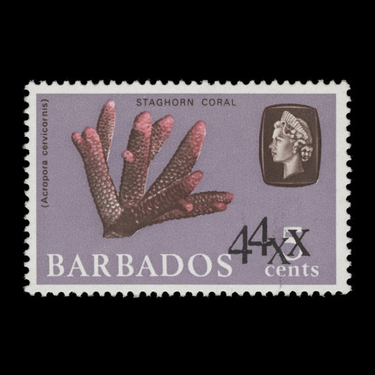 Barbados 1970 (Variety) 4c/5c Staghorn Coral surcharge double
