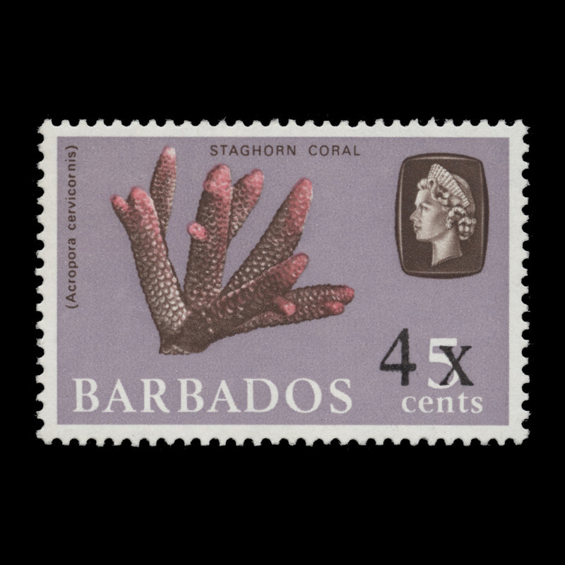 Barbados 1970 (Variety) 4c/5c Staghorn Coral surcharge offset