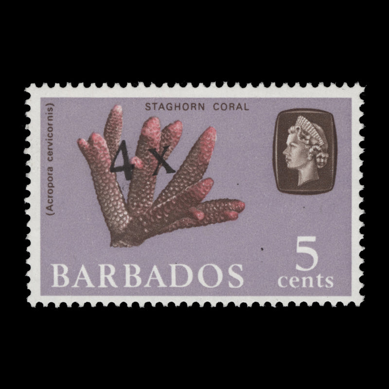 Barbados 1970 (Variety) 4c/5c Staghorn Coral surcharge shift