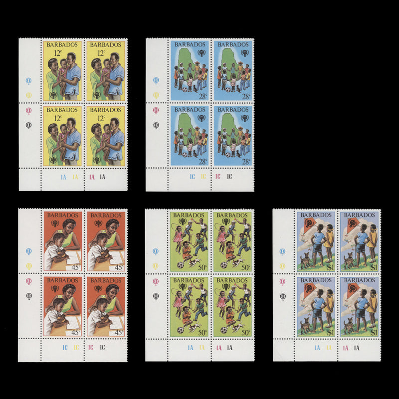 Barbados 1979 (MNH) Year of the Child plate blocks