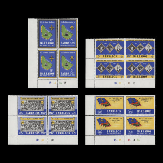 Barbados 1972 (MNH) Caribbean Scouting Jamboree plate blocks