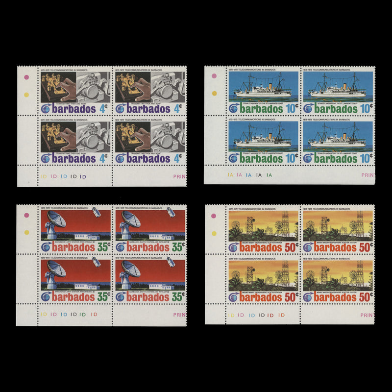 Barbados 1972 (MNH) Cable Link Centenary plate blocks