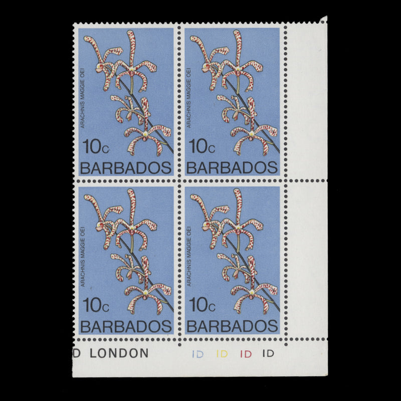 Barbados 1977 (MNH) 10c Arachnis Maggie Oei plate block