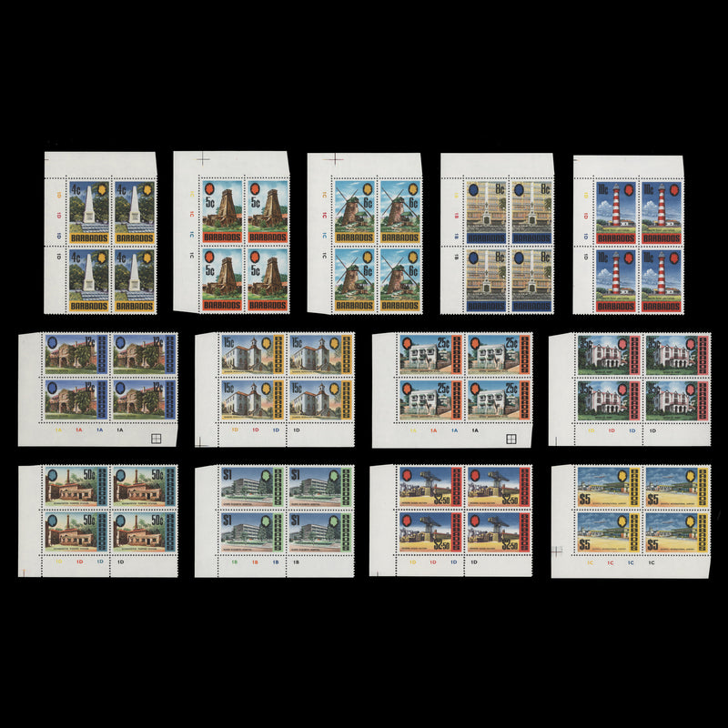 Barbados 1972 (MNH) Architecture & Monuments plate blocks