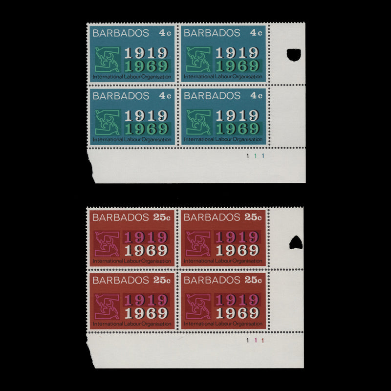 Barbados 1969 (MNH) ILO Anniversary plate blocks