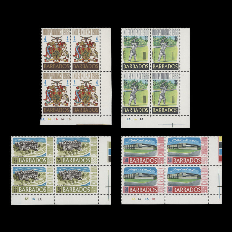 Barbados 1966 (MNH) Independence Anniversary plate blocks