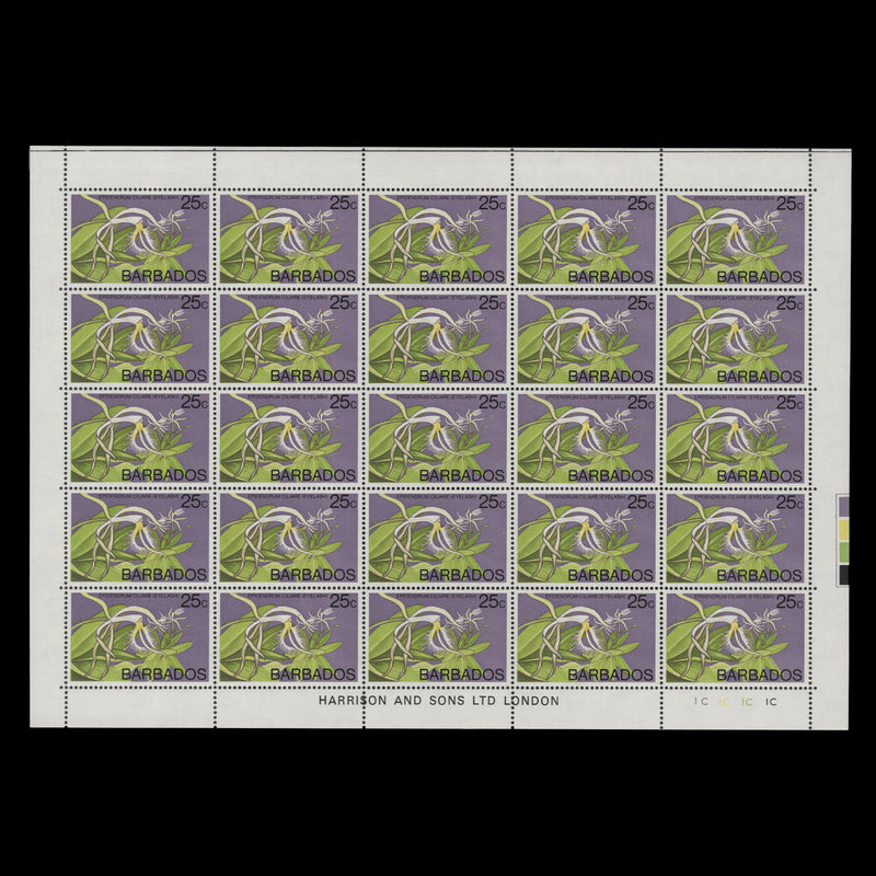 Barbados 1976 (MNH) 25c Epidendrum Ciliare pane of 25 stamps