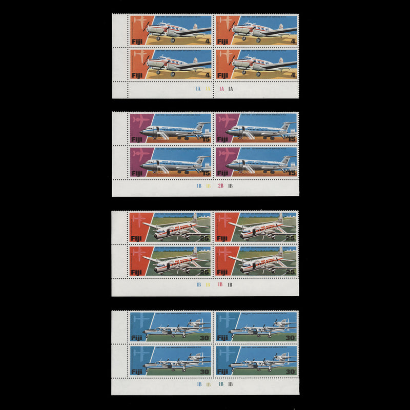 Fiji 1976 (MNH) Air Services Anniversary plate blocks