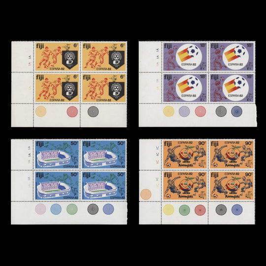 Fiji 1982 (MNH) World Cup Football, Spain traffic light/plate blocks