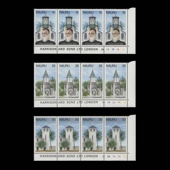 Nauru 1977 (MNH) Christmas imprint/plate strips
