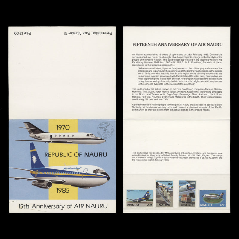 Nauru 1985 Air Nauru Anniversary presentation pack