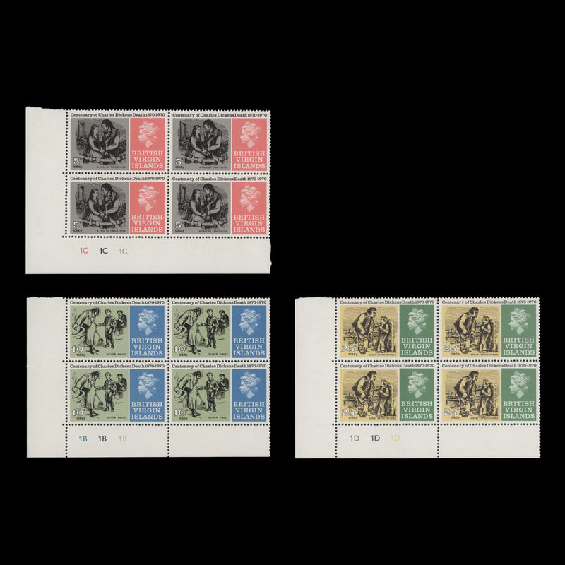 British Virgin Islands 1970 (MNH) Dickens Death Centenary plate blocks