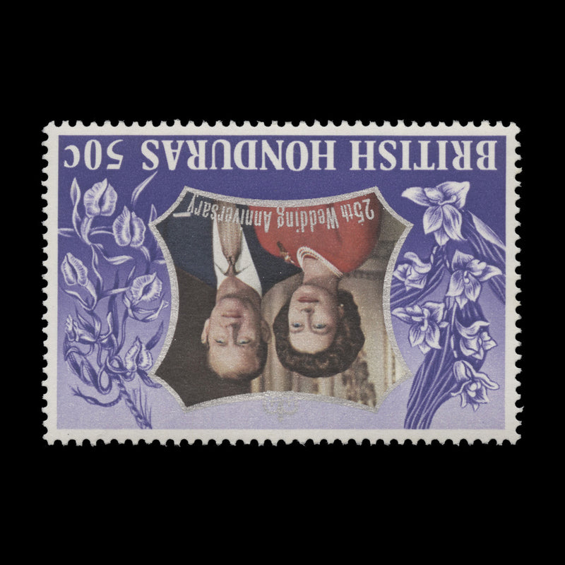 British Honduras 1972 (Variety) 50c Royal Silver Wedding inverted wmk