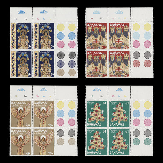 Bahamas 1980 (MNH) Christmas traffic light/plate blocks