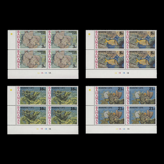 Bahamas 1977 (MNH) Marine Life plate blocks
