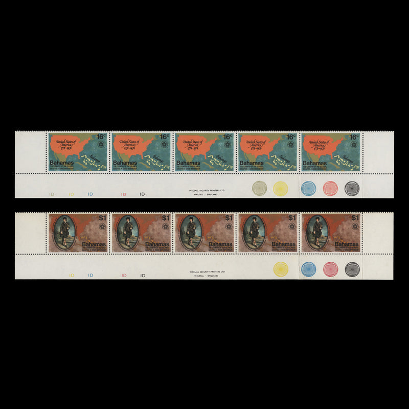 Bahamas 1976 (MNH) American Revolution Bicentenary plate strips