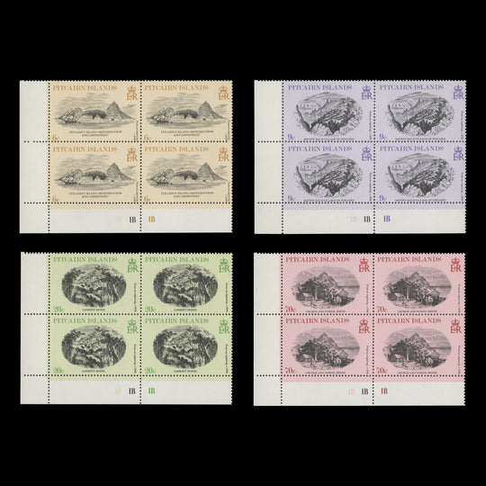 Pitcairn Islands 1979 (MNH) Engravings plate 1B–1B–1B blocks