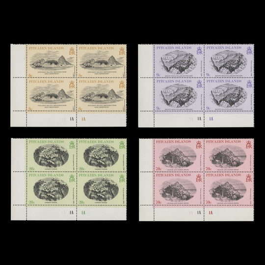 Pitcairn Islands 1979 (MNH) Engravings plate 1A–1A–1A blocks