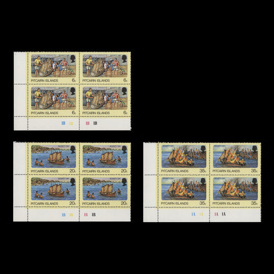 Pitcairn Islands 1978 (MNH) Bounty Day plate blocks