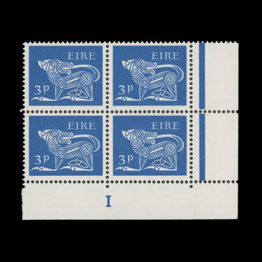 Ireland 1969 (MNH) 3d Dog cylinder 1 block, gum arabic